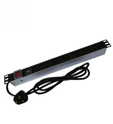 Industrial Power Distribution Unit UK Socket 1U Height Aluminium Alloy 8 Sockets & 6 Outputs 250V AC 13A