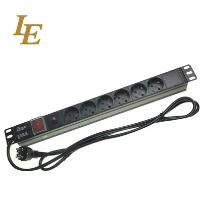 Server Rack PDU Aluminum Alloy 19 Inch 8 Way Power Distribution Unit with Germany Socket Type and KP Cower Switch 1U Height