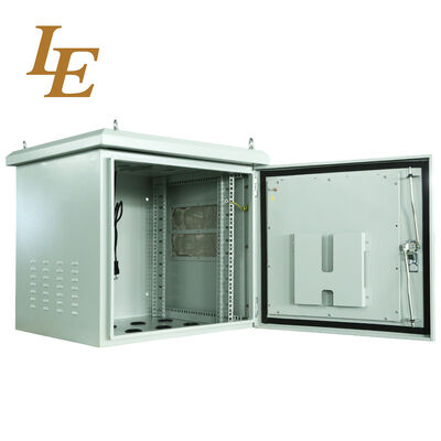 19" IP45/IP55/IP65 Metal Waterproof Outdoor Cabinet 600mm Wide Wall Mounted Dustproof And Water Resistance Cooling Fans Enclosure Racks Ral7035SN Pole Mounted for Choice Cable Entry on Bottom
