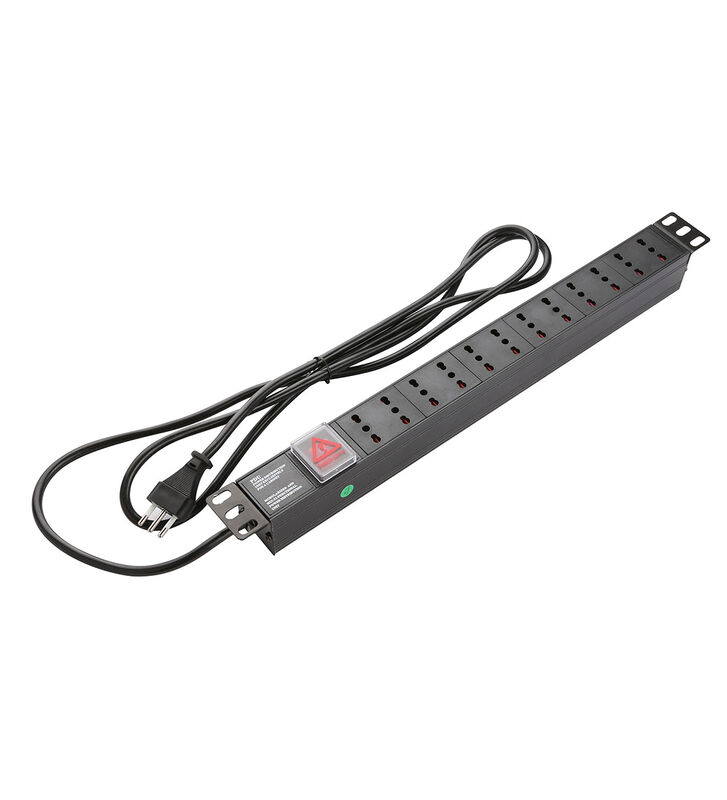 Power Distribution Unit Industrial Use Italian Socket 1U Height 250V AC CE ROHS Certified Aluminium 8/12 12A/16A