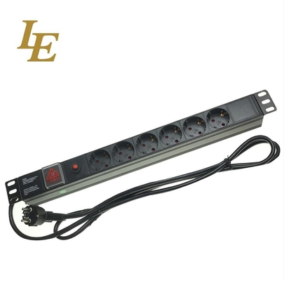 19 inch Aluminium Zwart 6weg 8afsluitingen Europa Duitsland Type Power Distribution Unit IT Network Cabinet Smart Socket PDU
