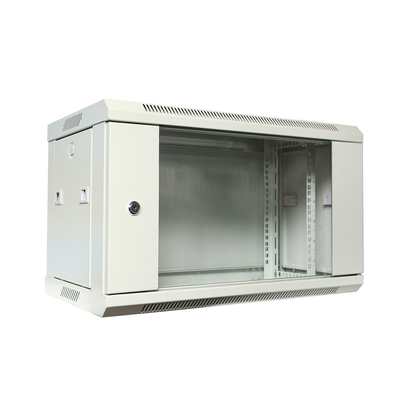 19 Inch Wall Mount Server Rack Cabinet met glazen deur voor netwerkapparatuur RAL7035