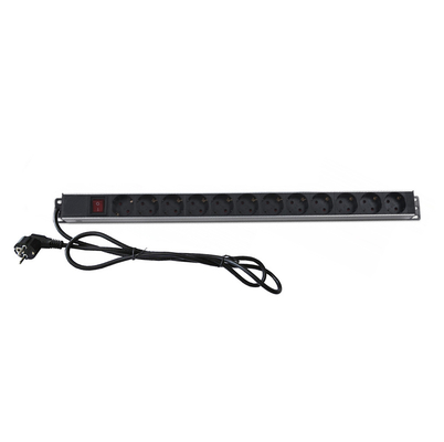 Verticaal aluminium 12weg Europa Duitsland PDU Zwart 19 inch Horizontaal 6weg 8afspraken Schuko Duitsland Type Power Distribution Unit IT Network Cabinet Smart Socket PDU met Switch 3x1.5mm2 2M Lange kabel