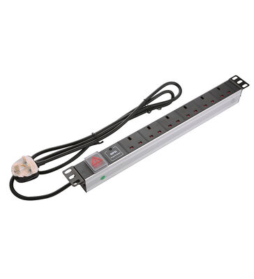Industriële energieverspreidingseenheid UK Socket 1U Height Aluminium alloy 8 Sockets & 6 Outputs 250V AC 13A