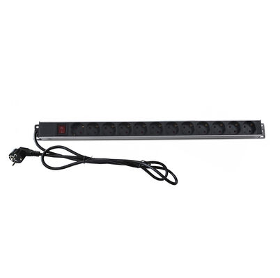 Verticale Aluminium PDU 12weg EU/Schuko PDU Zwart 19Inch Horizontale 6weg 8uitlaat Schuko Duitsland Type Power Distribution Unit IT Network Cabinet Smart Socket PDU met Switch 3x1.5mm2 2M Lang