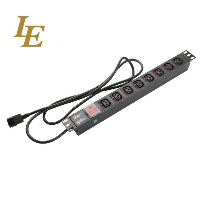19 inch Aluminium Zwart IEC Type 6 Ways 8 Outlets C13 C14 Power Distribution Unit 16Amp/32Amp Met Commando Plug beschikbaar IEC320 Smart Socket PDU 1