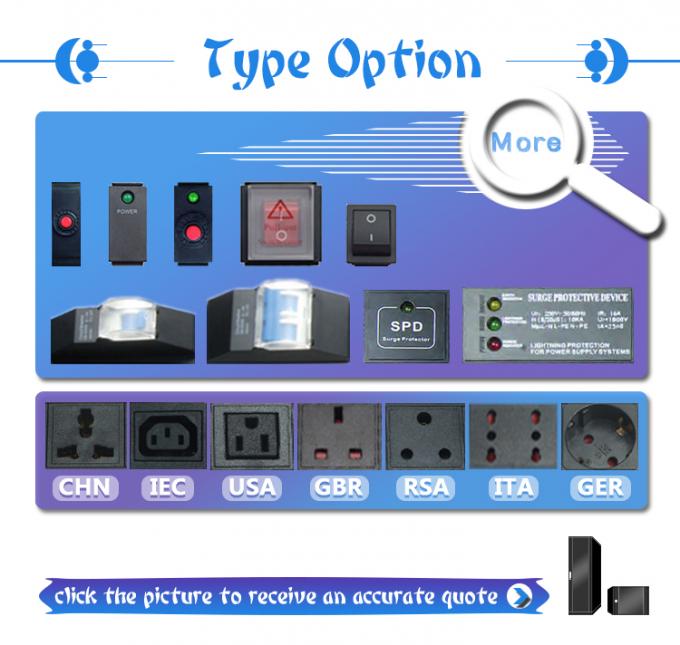 19 Inch Horizontal 6 Ways 8 Ways Schuko Sockets PDU With On/Off Switch 3x1.5mm² Cable